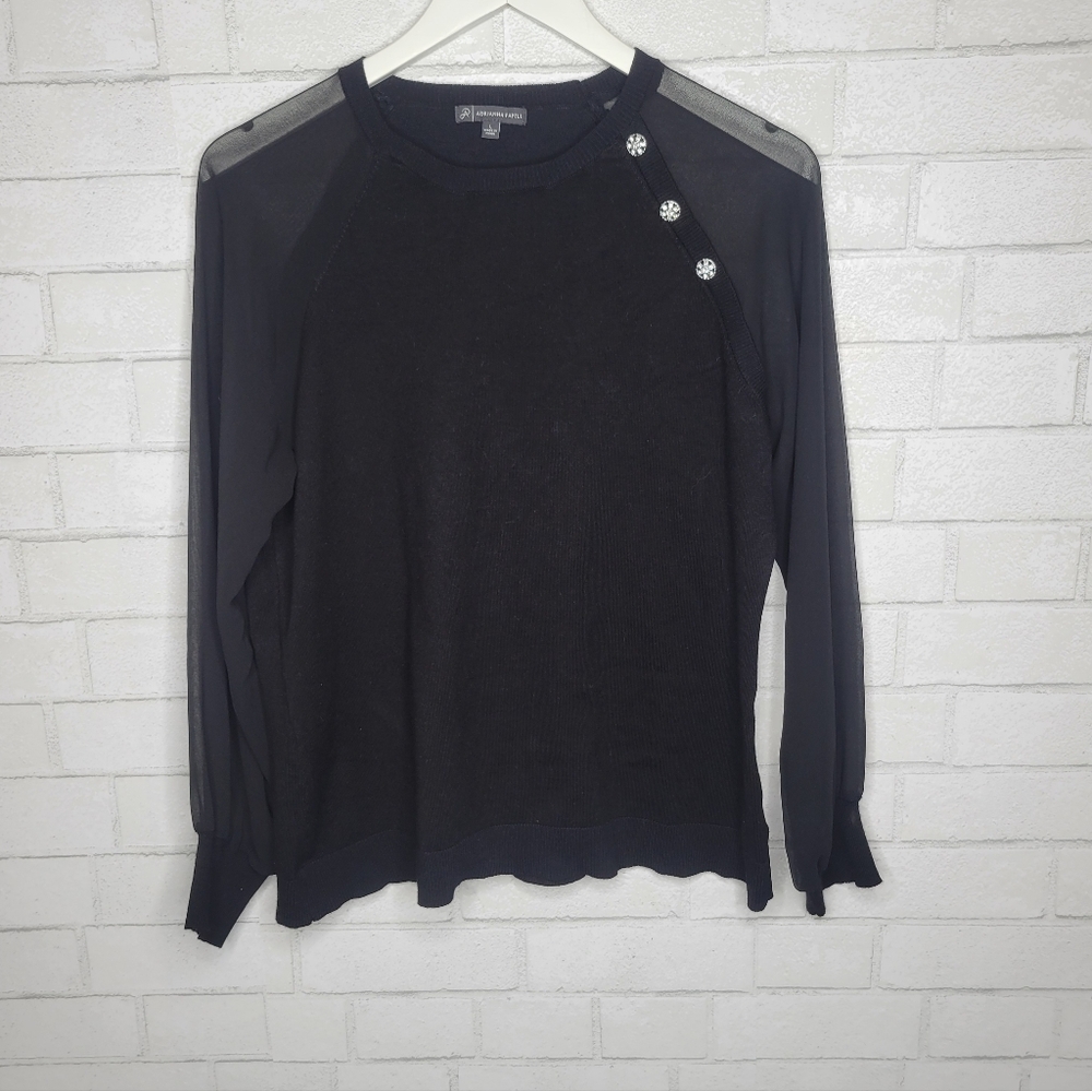 Adriana Papel Black Sheer Sleeve Sweater